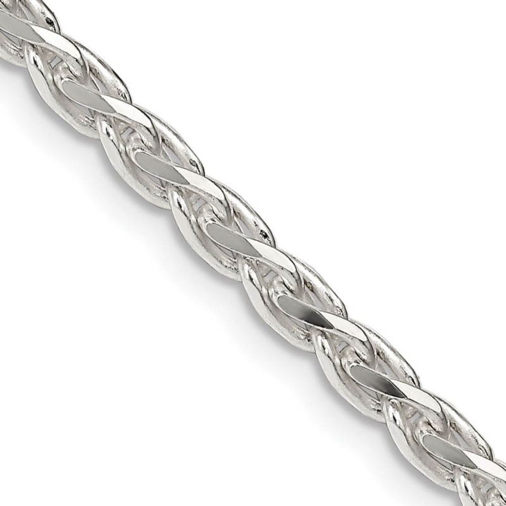 3.75mm Sterling Silver Diamond Cut Solid Spiga Chain Necklace, 22 Inch